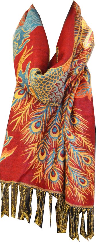 Sjaal dames, 100% Katoen sjaal, Bird, Pauw patroon, Grote maat | bol.com