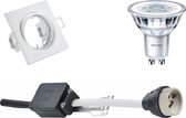 LED Spot Set - GU10 Fitting - Inbouw Vierkant - Mat Wit - Kantelbaar 80mm - Philips - CorePro 830 36D - 4W - Warm Wit 3000K - Dimbaar - BSE