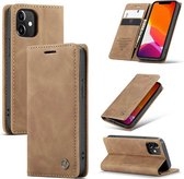 Caseme iPhone 12 Mini Retro Wallet Hoesje - Bruin