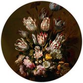 Behangcirkel Floral Still Life zelfklevend 90cm doorsnede | wandcirkel | muurcirkel | wooncirkel