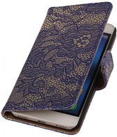 Lace Bookstyle Wallet Case Hoesjes voor Microsoft Lumia 535 Blauw