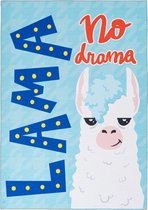 Vrolijk vloerkleed kinderkamer - No Drama Lama - Blauw - 80x120 cm