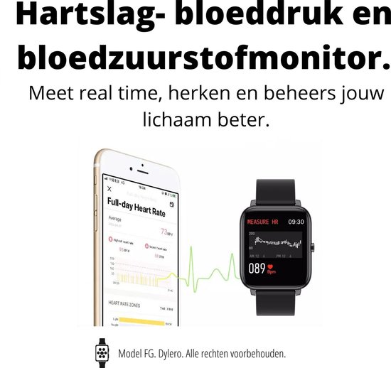Dylero Fit Good - Smartwatch / Fitness Tracker - Zwart - Dylero