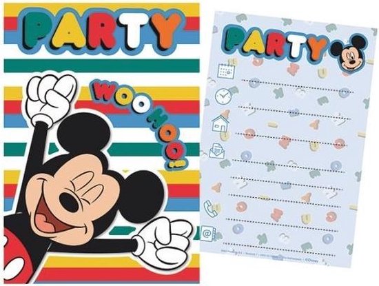 Disney Mickey Mouse 6 Anniversaire Enfants Thème Fête Invitations cartes avec enveloppes