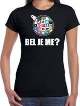 Kerstbal shirt / Kerst t-shirt bel je me zwart voor dames - Kerstkleding / Christmas outfit XS