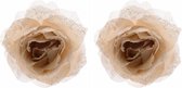 4x stuks kerstboom decoratie bloemen roos creme 14 cm