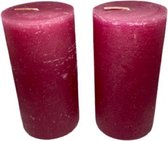 2x Rustik lys kaars cylinder roze 70x135mm