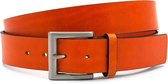 Jeansriem oranje 4 cm breed - Oranje - Sportief - Echt Leer - Taille: 95cm - Totale lengte riem: 110cm