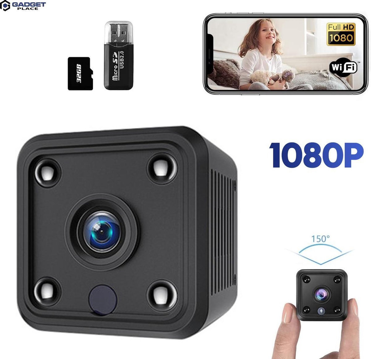 Spy Camera 1080P Full HD met WIFI en Nightvision incl. 32GB