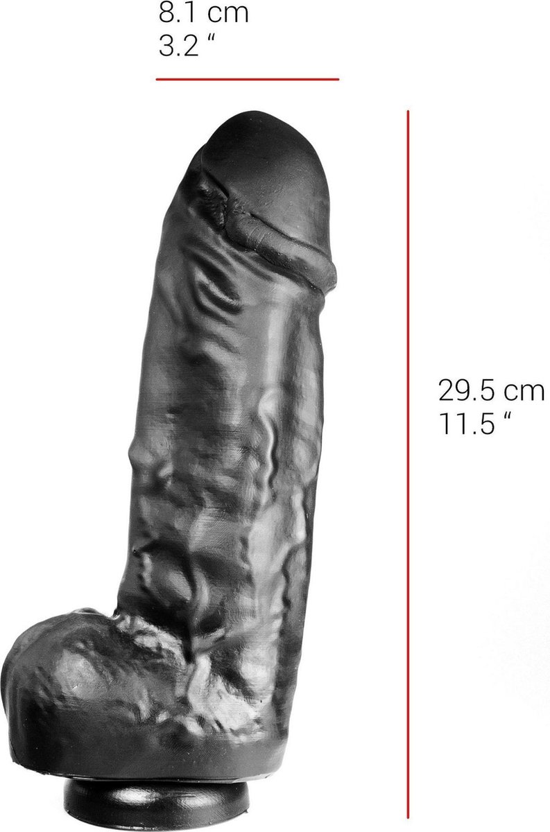 Goedkoopste 515 line Dildo 29 cm met zuignap - zwart