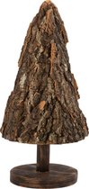 J-Line Kerstboom Schors Paulownia Hout Bruin Small