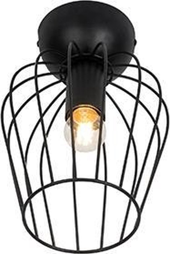 QAZQA - Modern Plafondlamp zwart met gouden binnenkant 5-lichts - Multidrum | Woonkamer | Slaapkamer | Keuken - Stof Rond - E27 Geschikt voor LED - Max. 5 x 40 Watt