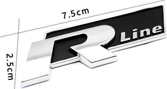 VW Volkswagen R- Line Golf Polo etc., logo emblème autocollant, métal  chromé noir