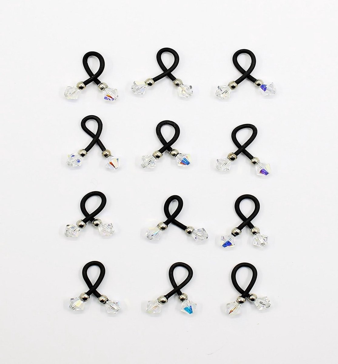 12x Haar binders met Swarovski Crystals 4mm