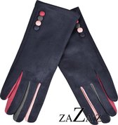 Blauwe dames handschoenen- suèdelook - touchscreen tip