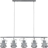 Industriële hanglamp 5 lampen 5xØ16 cm in metaal, kleur grijs