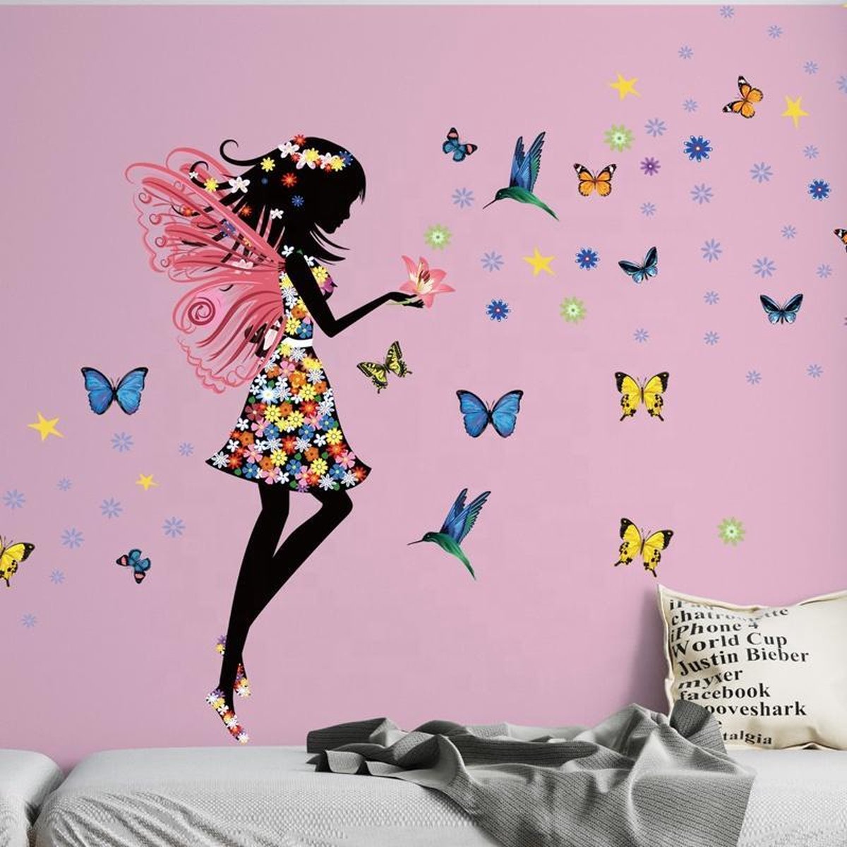 Stickers Papillons Fées Lapins. Autocollants Muraux Filles. Décoration  Murale Chambre Enfant. Autocollants Papillons Enfants