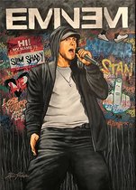 Allernieuwste Canvas Rapper Eminem - Hiphop Rap Artiest - Slim Shady - Kleur - 60 x 90 cm