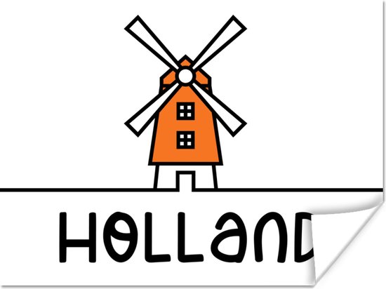 Moulin à affiches - Oranje - Wit - Holland - 160x120 cm XXL