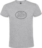 Grijs t-shirt met 'Girl Power / GRL PWR' print Zilver  size XXL