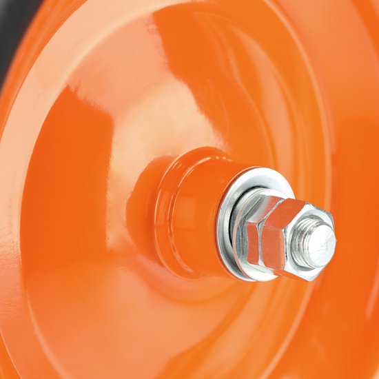 kruiwagenwiel 4.80 4.00-8 - massief rubber - stalen velg - met as - anti-lek - zwart-oranje van Merkloos	 — afbeelding 2