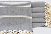 Set van 2 Turks Strandlaken | Yogahanddoek | Badhanddoek | Handdoek van huwelijksgeschenk, handdoek van biologisch katoen, handdoek van Peshtemal, handdoek van grijs en ivoor, 40x7