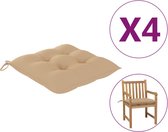 vidaXL Stoelkussens 4 st 50x50x7 cm stof beige