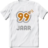 99 Jaar Feest T-Shirt | Goud - Zilver | Grappig Verjaardag Cadeau Shirt | Dames - Heren - Unisex | Tshirt Kleding Kado | - Wit - M