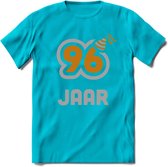 96 Jaar Feest T-Shirt | Goud - Zilver | Grappig Verjaardag Cadeau Shirt | Dames - Heren - Unisex | Tshirt Kleding Kado | - Blauw - S