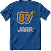 87 Jaar Feest T-Shirt | Goud - Zilver | Grappig Verjaardag Cadeau Shirt | Dames - Heren - Unisex | Tshirt Kleding Kado | - Donker Blauw - 3XL