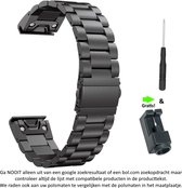 Zwart Stalen Bandje voor Garmin Fenix 5S / Garmin Fenix 5S Plus – 20 mm zwart smartwatch strap - band - Maat: zie maatfoto