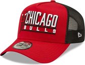 New Era Chicago Bulls Wordmark Graphic Red A-Frame Trucker Cap