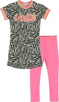 O'Chill - Kledingset - (2delig) - Jurk Robin Zebra - Legging Tammy Roze -  Maat 140