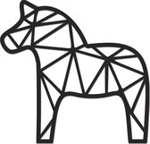 Hout-Kado - Dala Paarden (2 stuks) - Medium - Zwart - Geometrische dieren en vormen - Hout - Lasergesneden