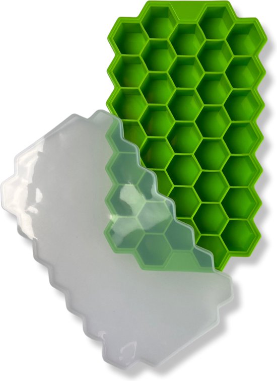 Honeycomb ijsblokjes | ijsblokjesvorm | ijsblokjesmakers | siliconen | met  deksel | groen | bol.com