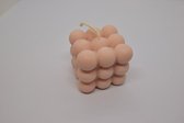 Bubbel kaars - Bubble candle - 6x6 cm - roze - handgemaakt - koolzaadwas
