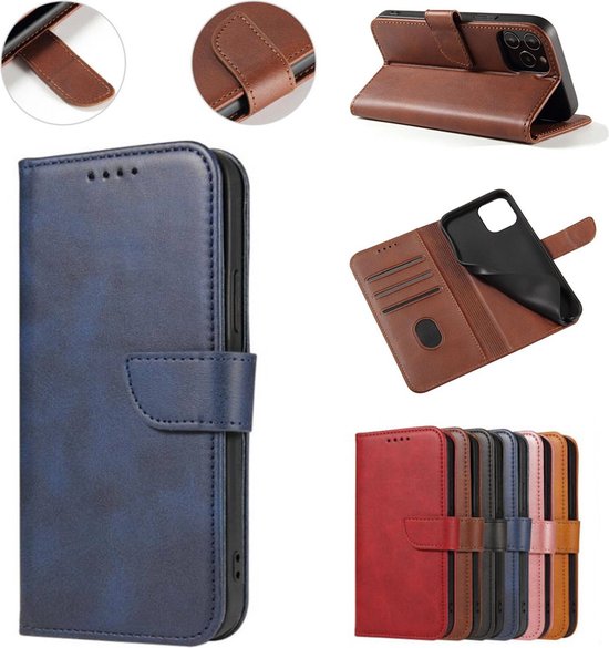 Geschikt voor iPhone X/Xs Telefoonhoesje Kunstleer met Magnetisch lipje en Pasjeshouder Book Case met Klepje - Blauw - Smartphonica geschikt voor Apple iPhone X/10;Apple iPhone Xs