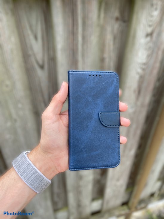 Geschikt voor iPhone X/Xs Telefoonhoesje Kunstleer met Magnetisch lipje en Pasjeshouder Book Case met Klepje - Blauw - Smartphonica geschikt voor Apple iPhone X/10;Apple iPhone Xs