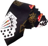 Stropdas- Speelkaarten- Zwart- Klaverjassen- Polyester- Charme Bijoux
