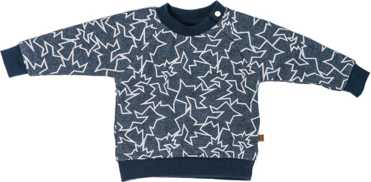 MXM Baby trui- Blauw- Sweater- Print- Jeans- Wit- Maat 62