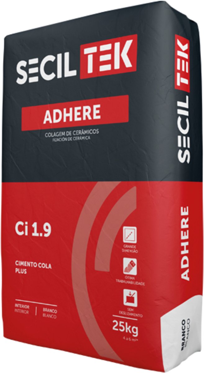 Tegellijm - Adhere - Ci 1.9 - 25kg - Vloer - Wand - C1 E - Buiten - Cementlijm - Middelgroot - Keramische