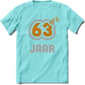 63 Jaar Feest T-Shirt | Goud - Zilver | Grappig Verjaardag Cadeau Shirt | Dames - Heren - Unisex | Tshirt Kleding Kado | - Licht Blauw - XXL