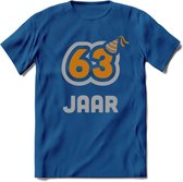 63 Jaar Feest T-Shirt | Goud - Zilver | Grappig Verjaardag Cadeau Shirt | Dames - Heren - Unisex | Tshirt Kleding Kado | - Donker Blauw - 3XL