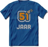 51 Jaar Feest T-Shirt | Goud - Zilver | Grappig Verjaardag Cadeau Shirt | Dames - Heren - Unisex | Tshirt Kleding Kado | - Donker Blauw - S