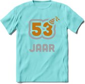 53 Jaar Feest T-Shirt | Goud - Zilver | Grappig Verjaardag Cadeau Shirt | Dames - Heren - Unisex | Tshirt Kleding Kado | - Licht Blauw - XXL