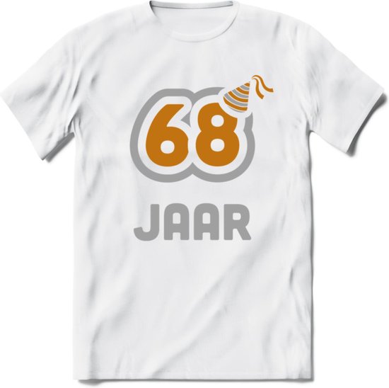 68 Jaar Feest T-Shirt | Goud - Zilver | Grappig Verjaardag Cadeau Shirt | Dames - Heren - Unisex | Tshirt Kleding Kado | - Wit - XXL