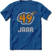 49 Jaar Feest T-Shirt | Goud - Zilver | Grappig Verjaardag Cadeau Shirt | Dames - Heren - Unisex | Tshirt Kleding Kado | - Donker Blauw - L