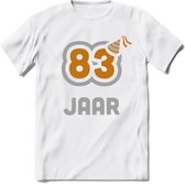 83 Jaar Feest T-Shirt | Goud - Zilver | Grappig Verjaardag Cadeau Shirt | Dames - Heren - Unisex | Tshirt Kleding Kado | - Wit - 3XL