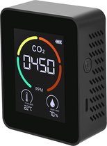 CO2 meter 3in1 - Thermohygrometer - LCD scherm - Digitale meter - Zwart - Luchtkwaliteit meten - Binnen - Horeca - Melder - Draagbaar