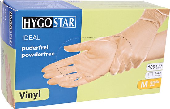Gants jetables en vinyle 100 pièces taille L - Hygostar Ideal - non poudrés - transparents - qualité lourde